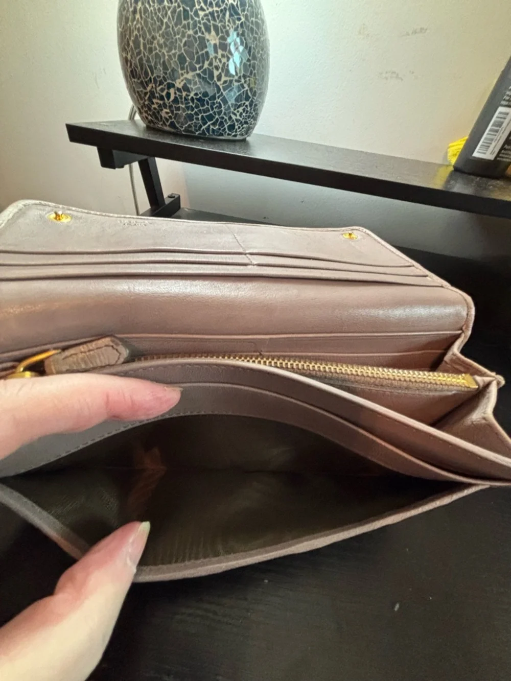 PRADA Nappa Gaufre Continental Wallet / WOC - Pomice Beige - Picture 9 of 11